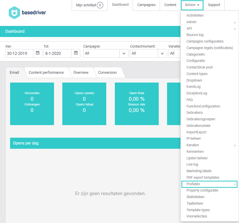 Profielen pagina in Basedriver