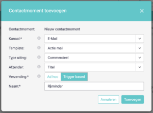 Triggerbased contactmoment toevoegen