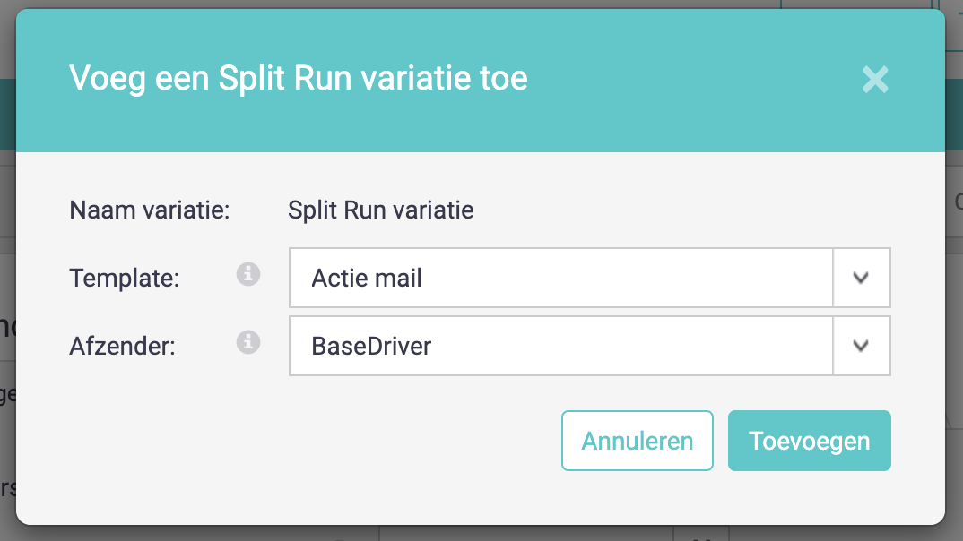 e-mail split run variatie afzender en template