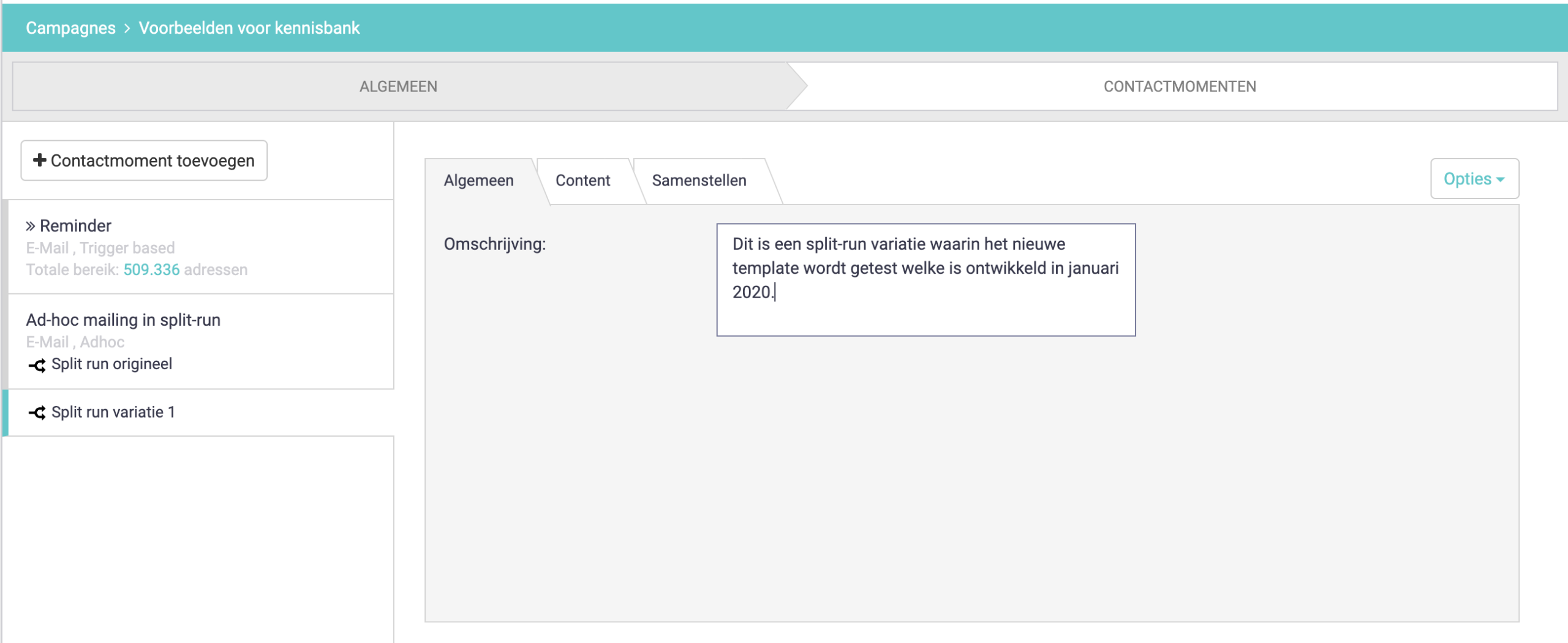 e-mail split run variatie