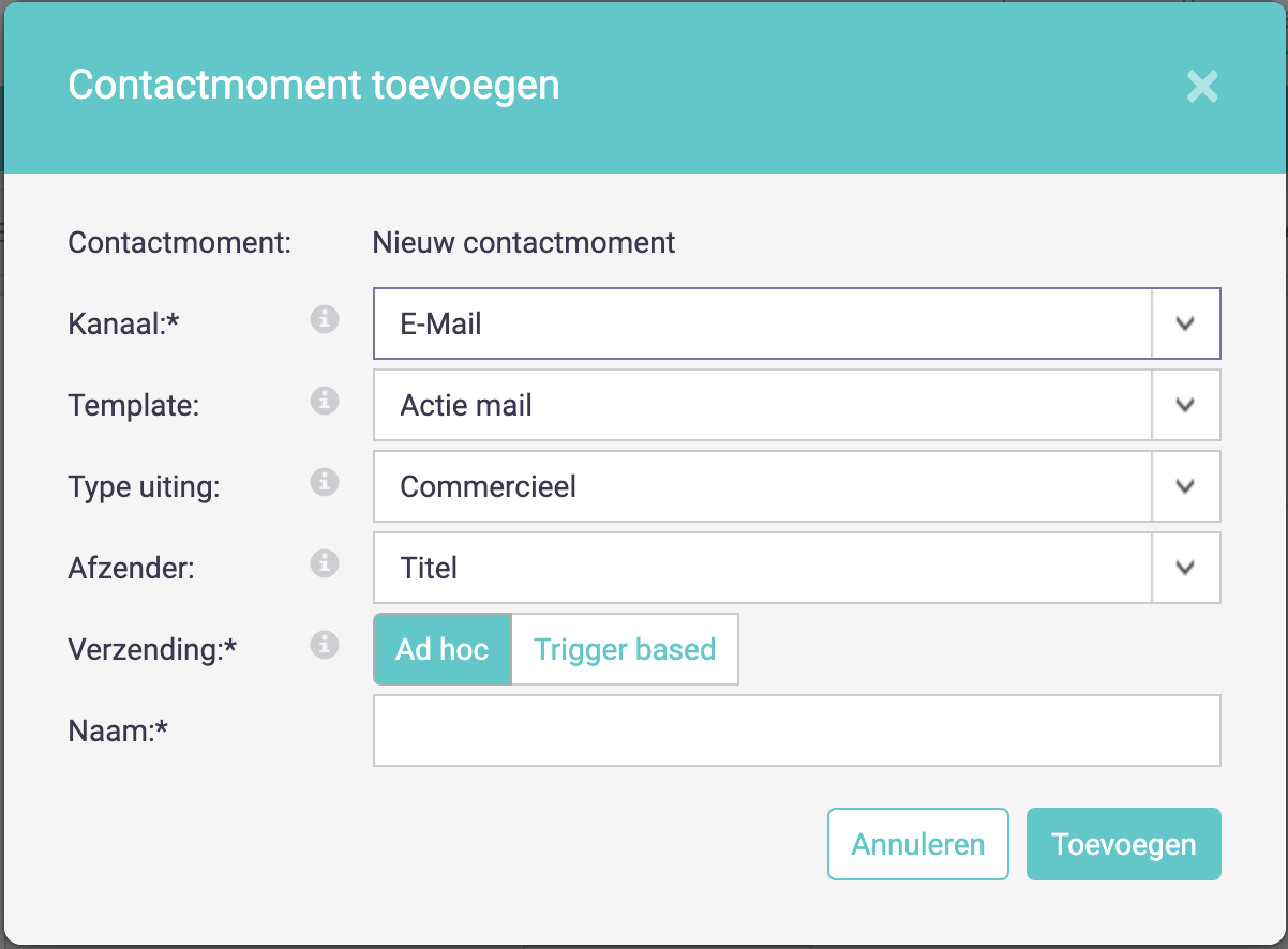 e-mail contactmoment toevoegen