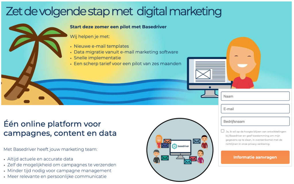 Marketing tool landingspagina met Unbounce