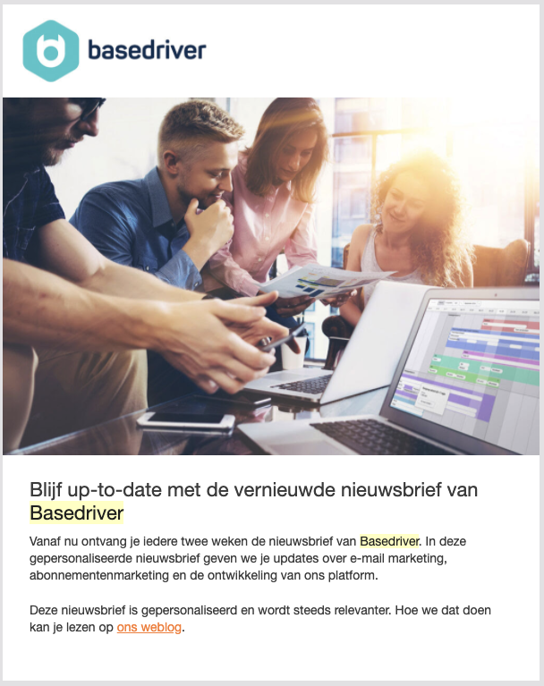 Gepersonaliseerde nieuwsbrief in Basedriver