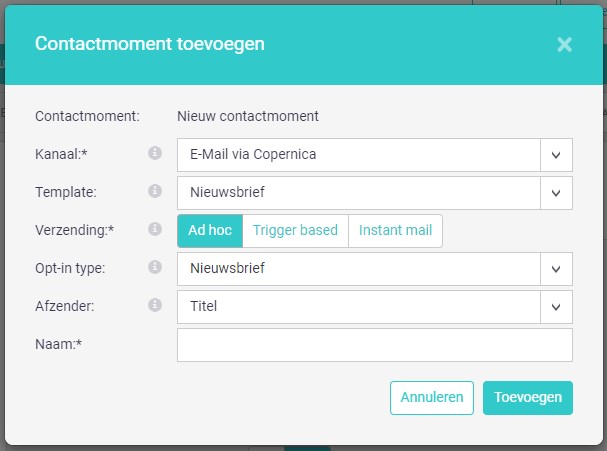 Contactmoment toevoegen