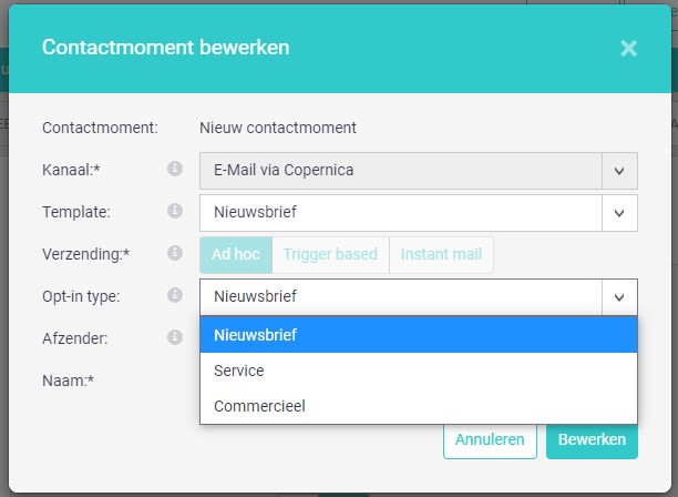 Contactmoment toevoegen