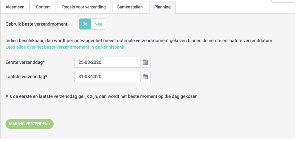 Inplannen van een campagne op het beste verzendmoment