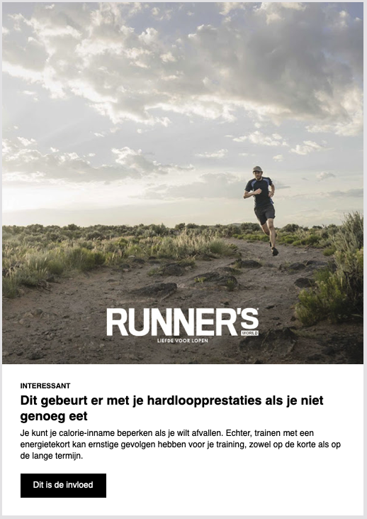 Voorbeeld dagelijkse runners world nieuwsbrief