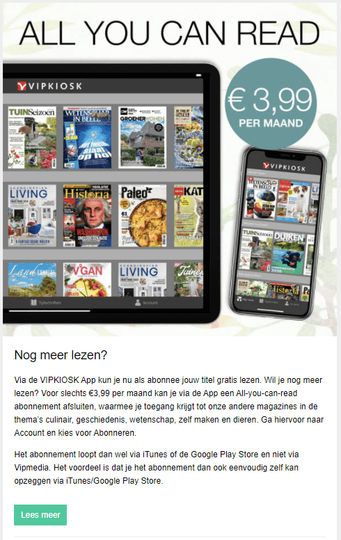 Welkomstmail voorbeeld VIPKIOSK